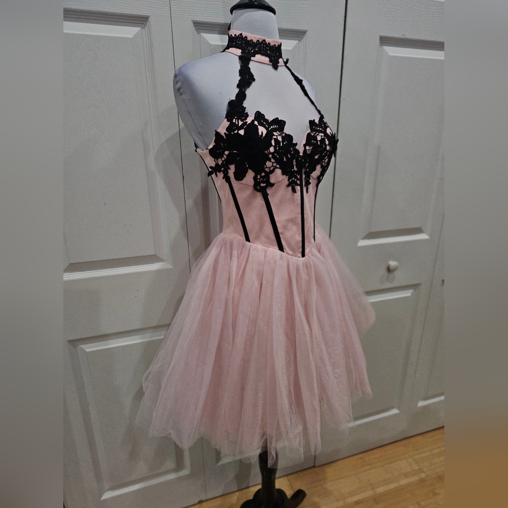 Dolls Kill Unholy Pastel Goth Pink Black Lace The Night Of Corset Tutu Dress S - Picture 2 of 12